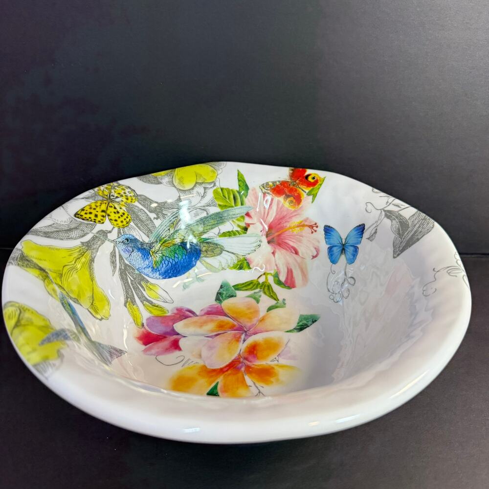 Michel Design Works Hummingbird Floral Butterfly Melamine Bowl 9"